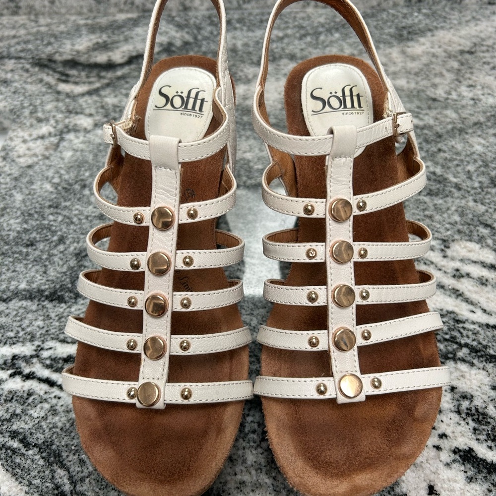 Women's White Strappy Wedge Sandals